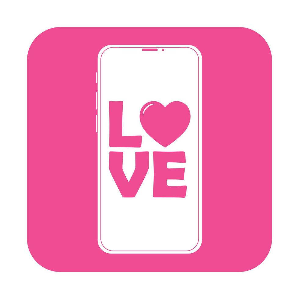 Simple illustration of phone with heart icon for St. Valentines Day vector