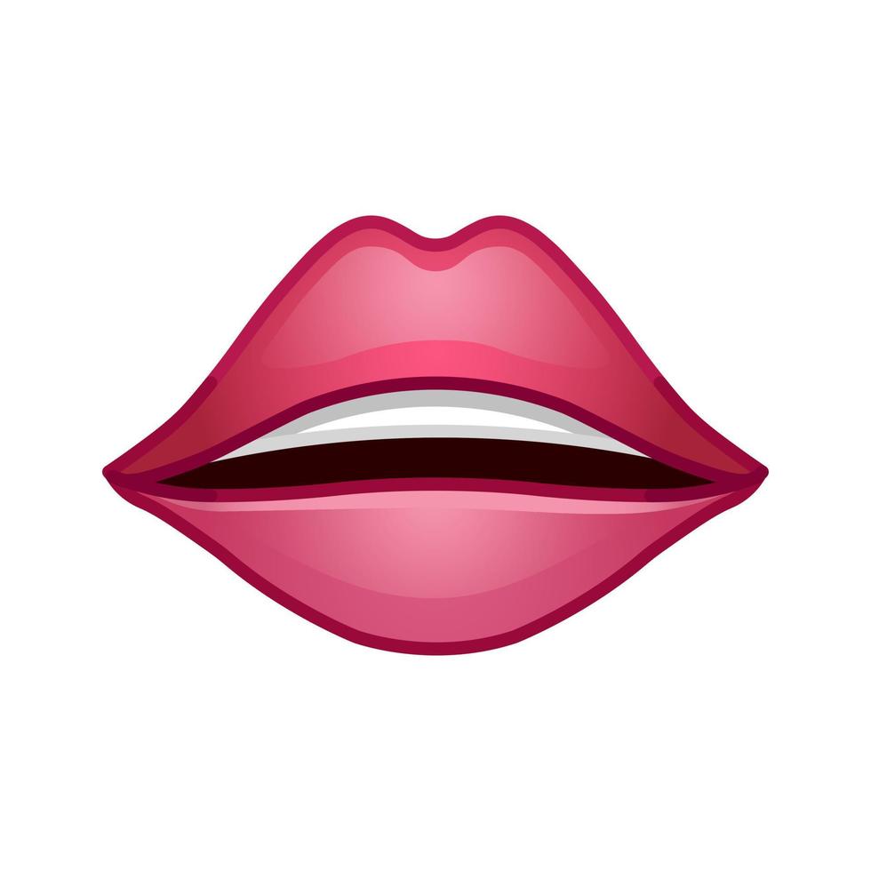 icono de tamaño grande de labios rojos femeninos para sonrisa emoji vector