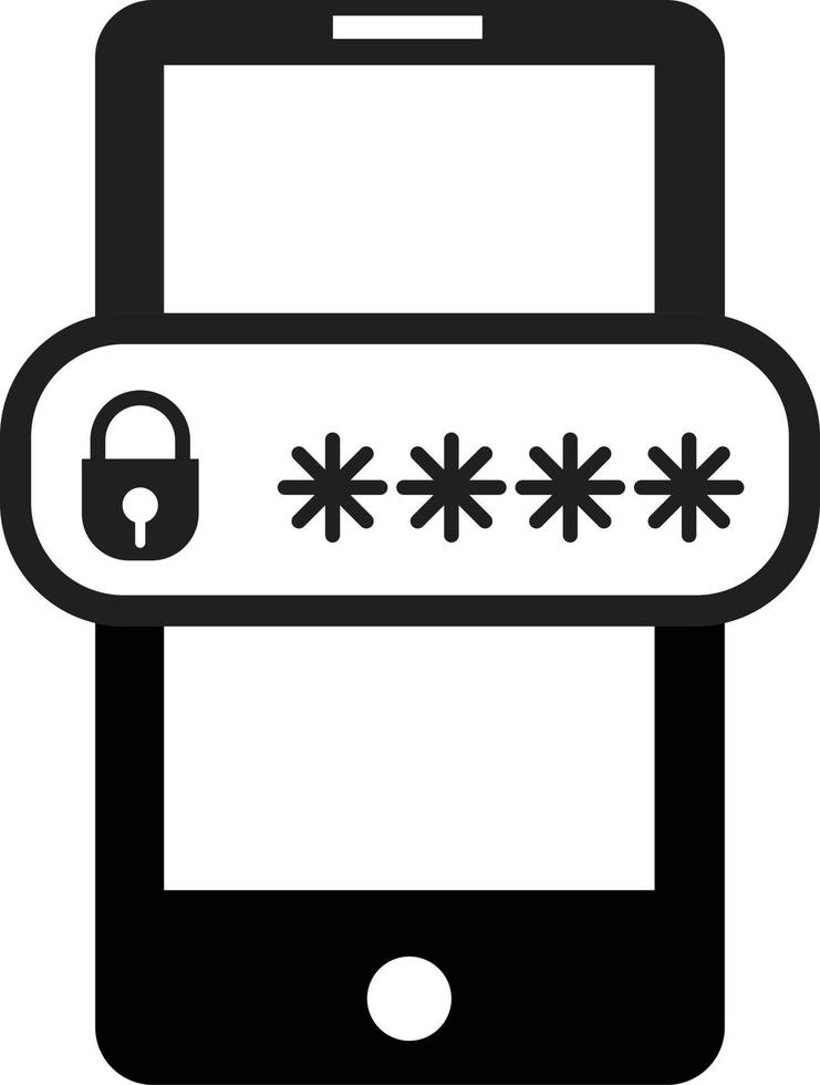 icono protegido por contraseña sobre fondo blanco. signo de contraseña del teléfono. teléfono con introducir el símbolo de código de contraseña. estilo plano vector