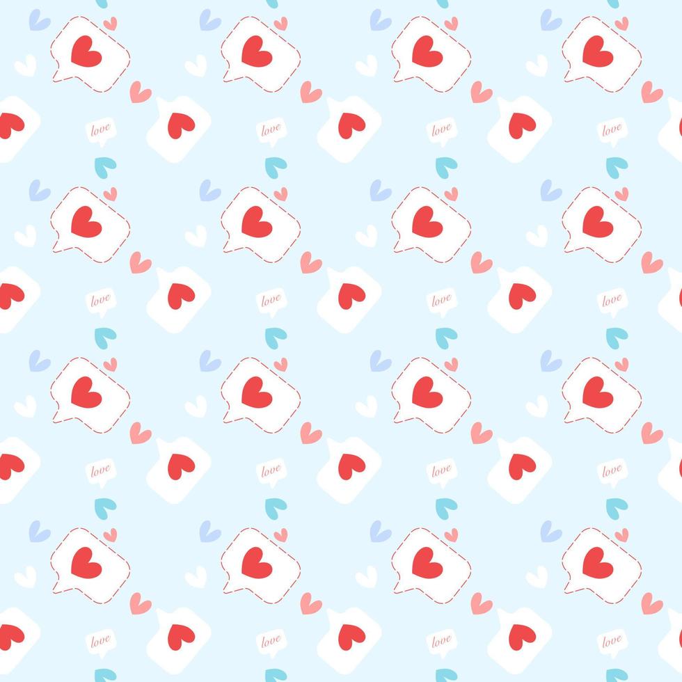 Vector background, seamless pattern of mini heart on blue pastel background