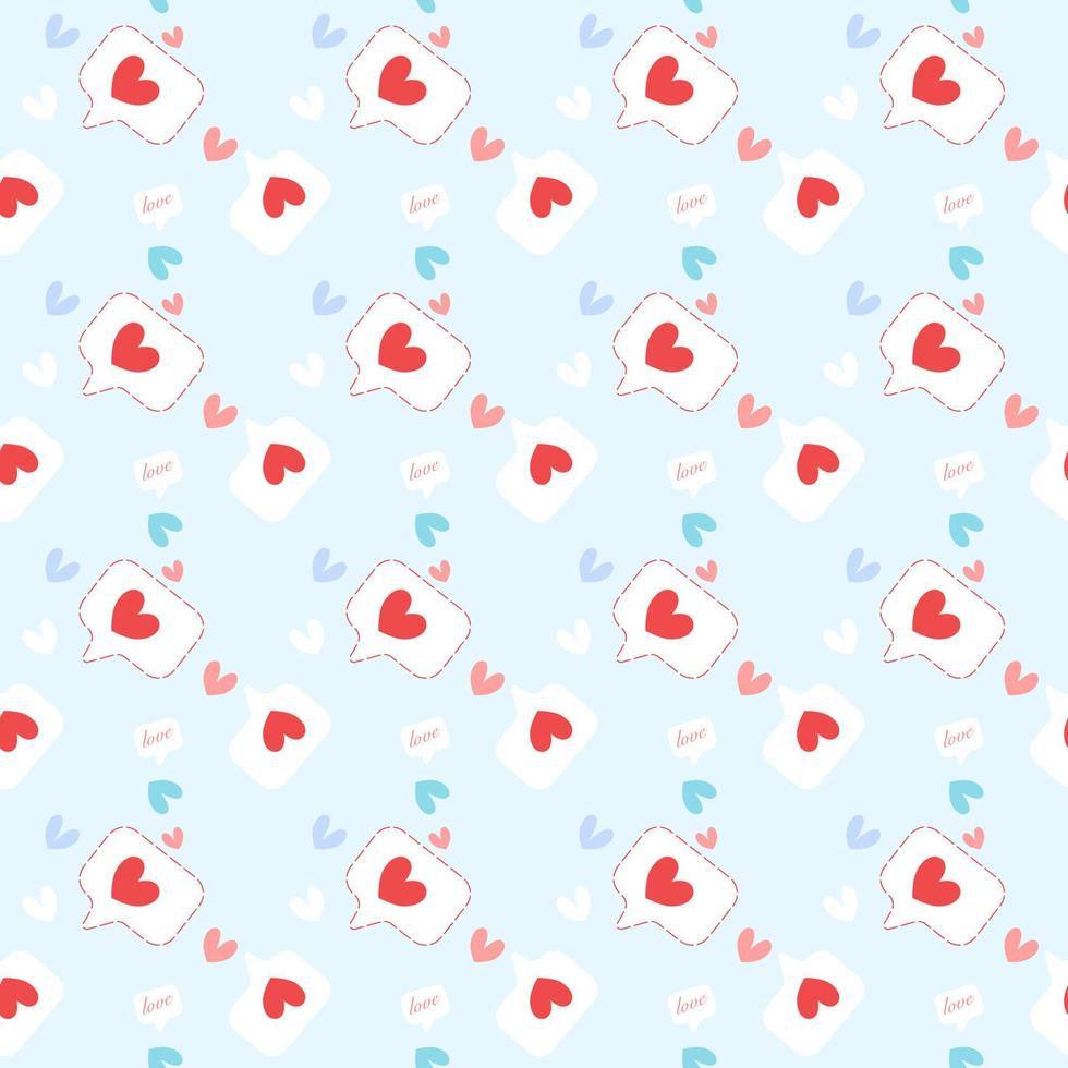 Vector background, seamless pattern of mini heart on blue pastel background