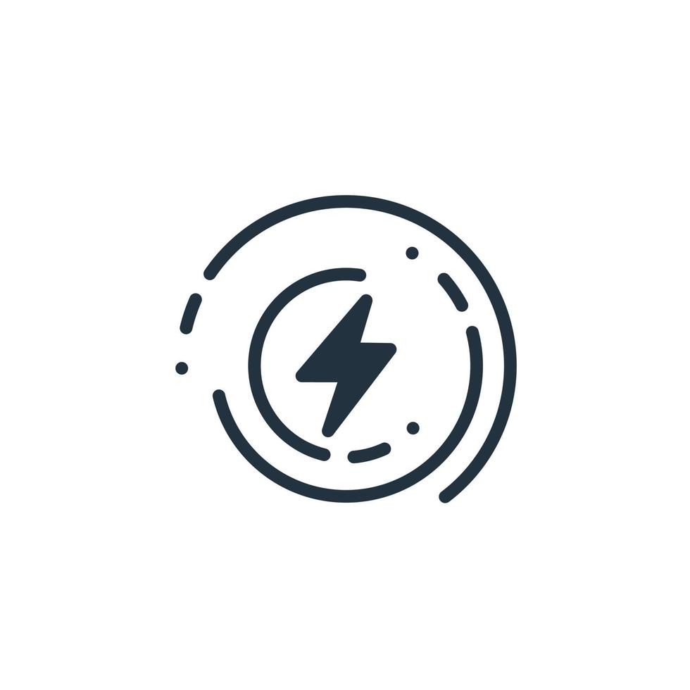icono de rayo en estilo plano. Ilustración de vector de energía de potencia sobre fondo blanco aislado. concepto de logotipo de electricidad y carga.