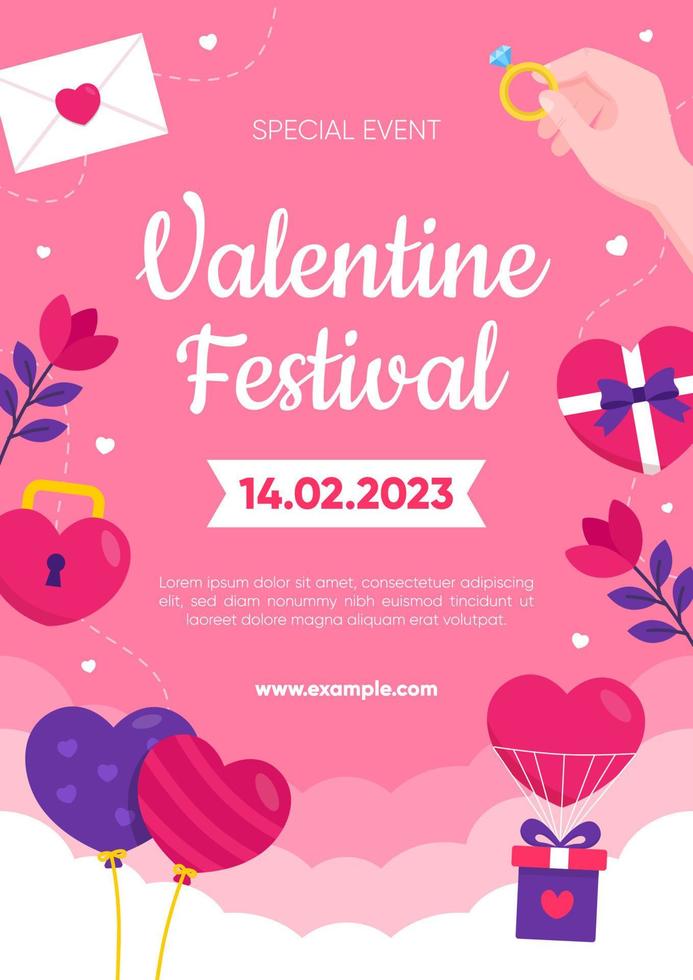 Valentine Day Festival Celebration Poster vector