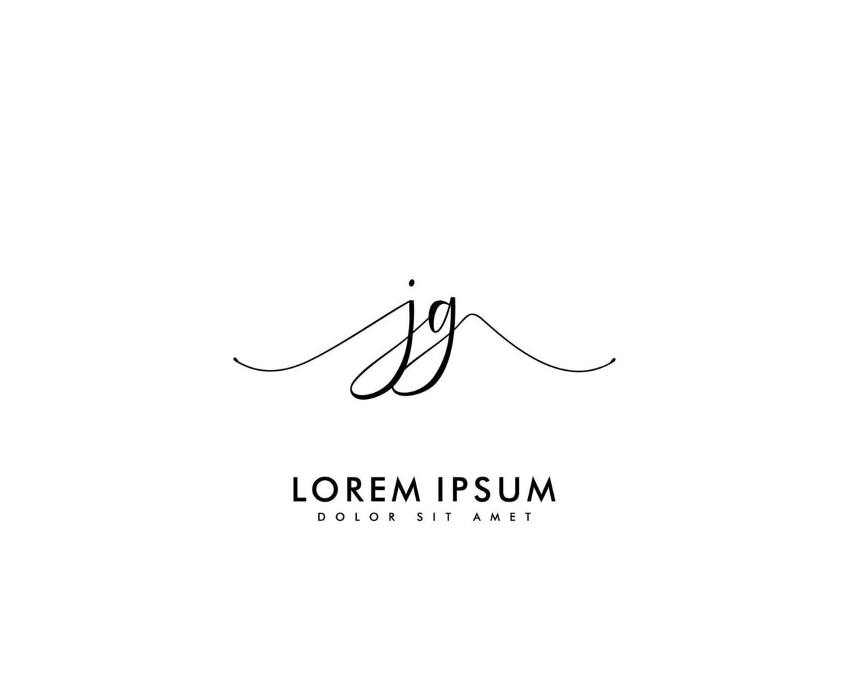 Initial letter JG Feminine logo beauty monogram and elegant logo design, handwriting logo of initial signature, wedding, fashion, floral and botanical with creative template vector