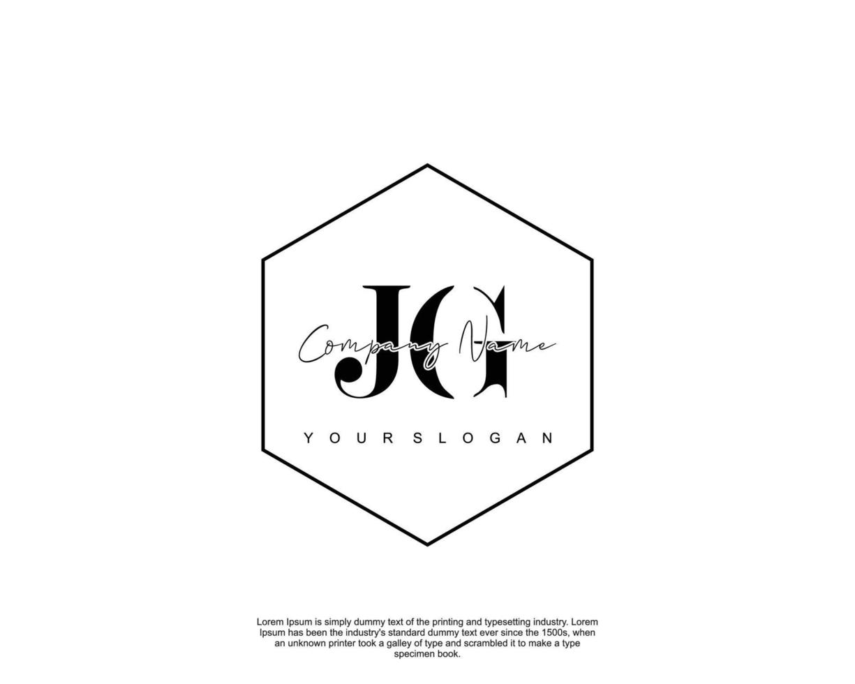 Initial letter JG Feminine logo beauty monogram and elegant logo design, handwriting logo of initial signature, wedding, fashion, floral and botanical with creative template vector