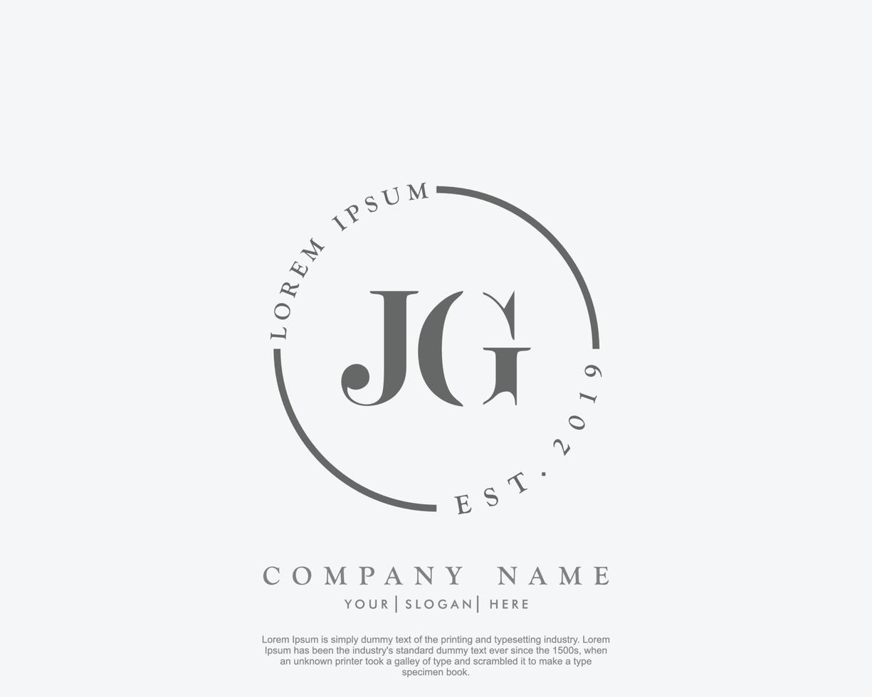 Initial letter JG Feminine logo beauty monogram and elegant logo design, handwriting logo of initial signature, wedding, fashion, floral and botanical with creative template vector