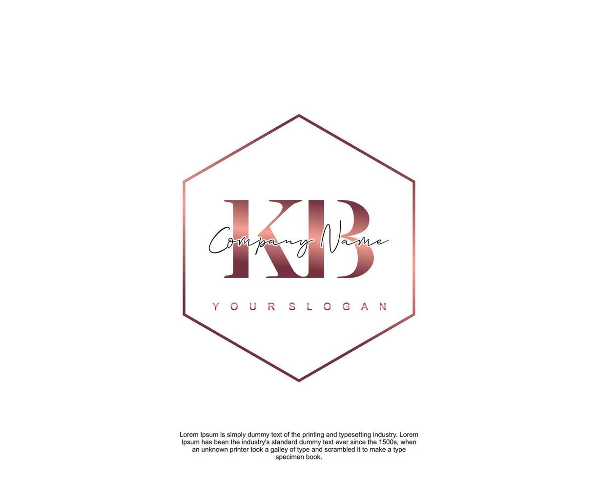 Initial letter KB Feminine logo beauty monogram and elegant logo design, handwriting logo of initial signature, wedding, fashion, floral and botanical with creative template vector