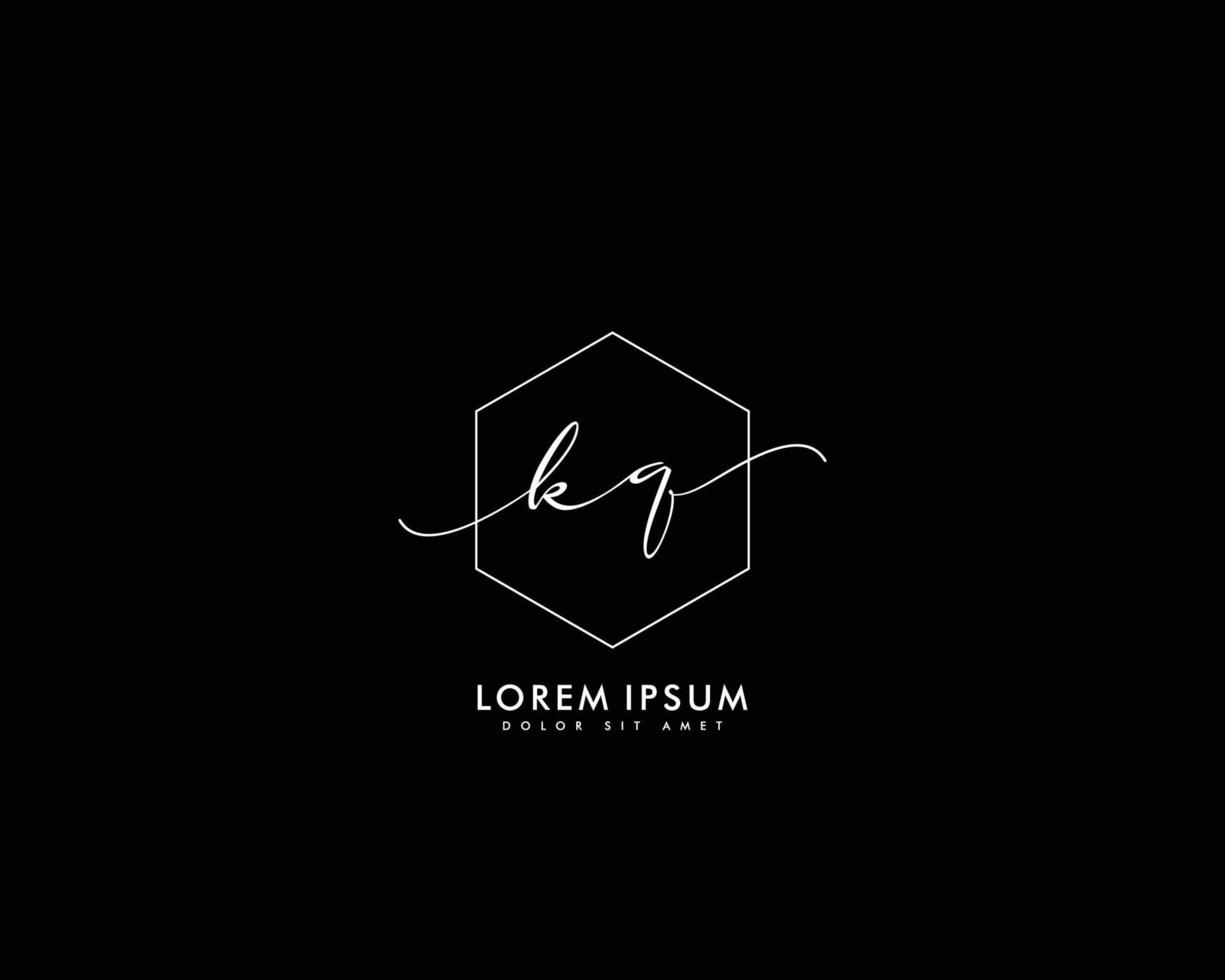 letra inicial kq logotipo femenino monograma de belleza y elegante diseño de logotipo, logotipo de escritura a mano de firma inicial, boda, moda, floral y botánica con plantilla creativa vector