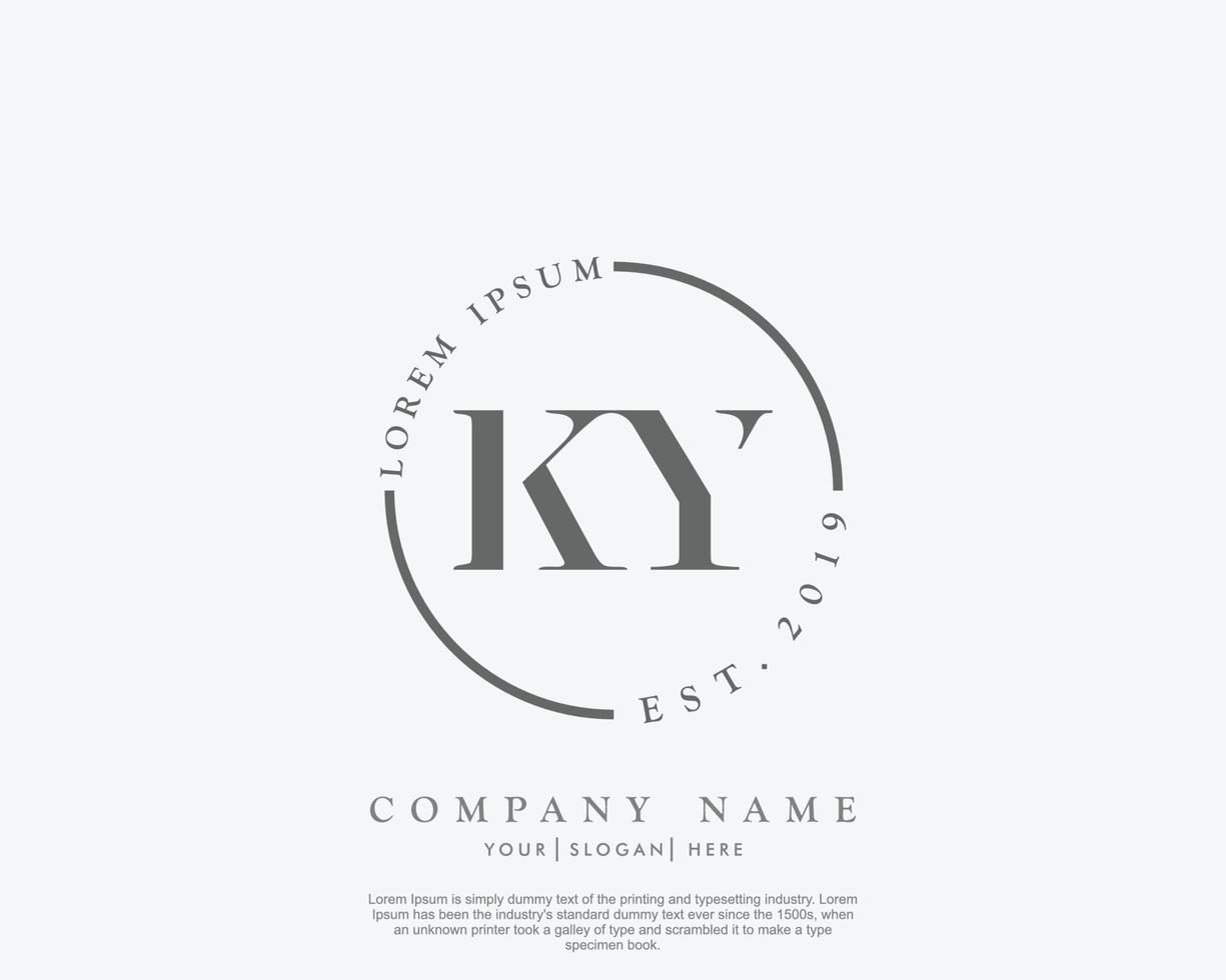 Initial letter KY Feminine logo beauty monogram and elegant logo design, handwriting logo of initial signature, wedding, fashion, floral and botanical with creative template vector