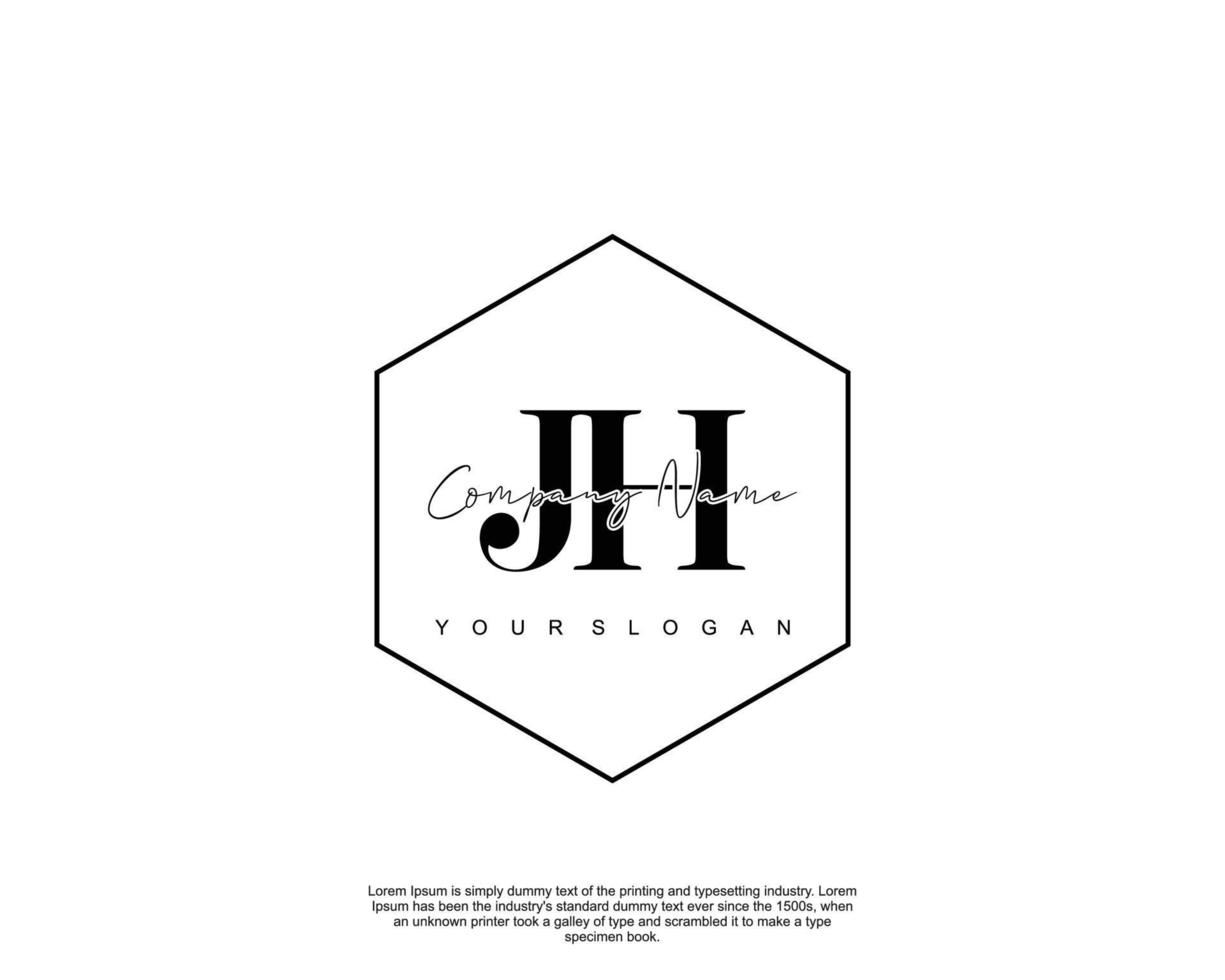 Initial letter JH Feminine logo beauty monogram and elegant logo design, handwriting logo of initial signature, wedding, fashion, floral and botanical with creative template vector