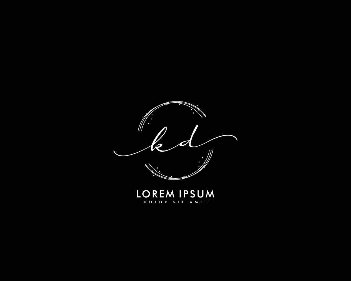 Initial letter KD Feminine logo beauty monogram and elegant logo design, handwriting logo of initial signature, wedding, fashion, floral and botanical with creative template vector