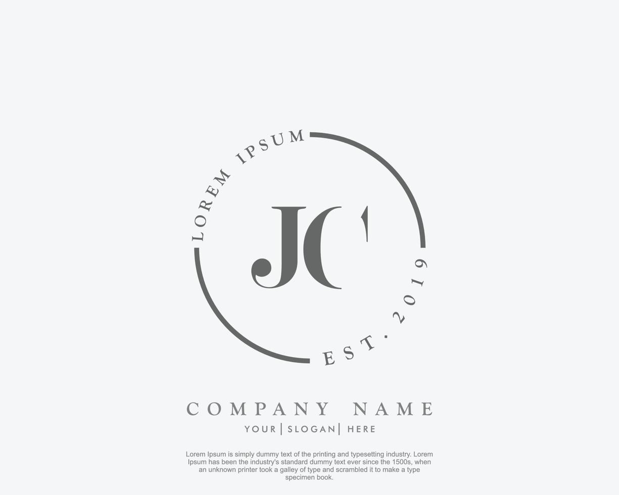 Initial letter JC Feminine logo beauty monogram and elegant logo design, handwriting logo of initial signature, wedding, fashion, floral and botanical with creative template vector