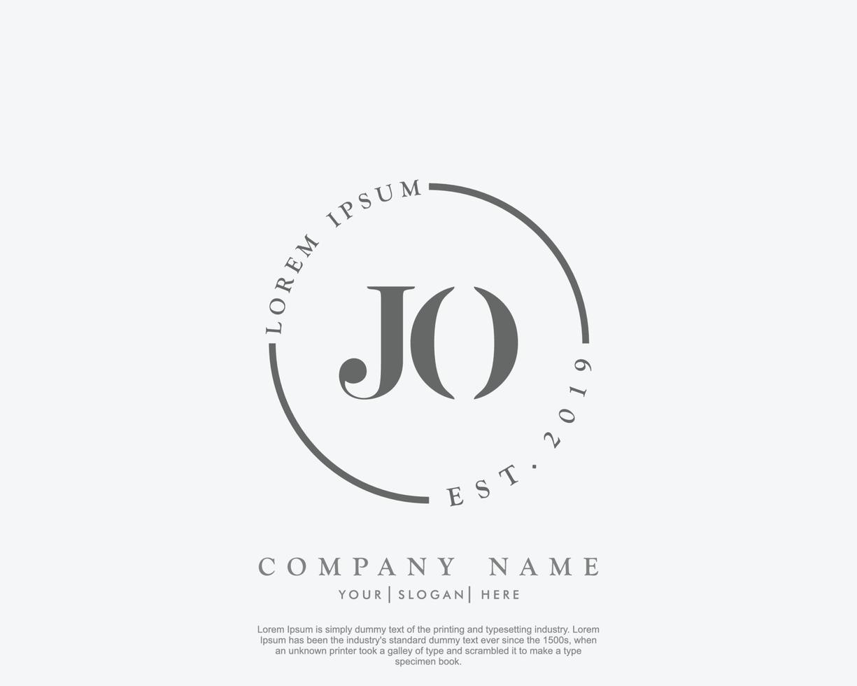 Initial letter JO Feminine logo beauty monogram and elegant logo design, handwriting logo of initial signature, wedding, fashion, floral and botanical with creative template vector