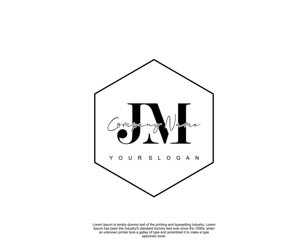 Initial letter JM Feminine logo beauty monogram and elegant logo design, handwriting logo of initial signature, wedding, fashion, floral and botanical with creative template vector