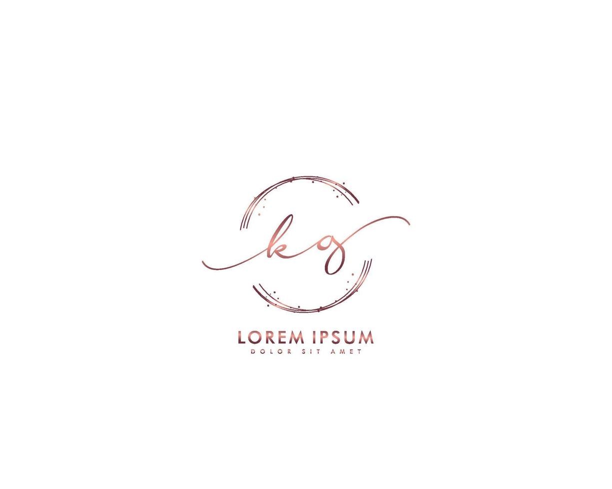 letra inicial kg logotipo femenino monograma de belleza y elegante diseño de logotipo, logotipo de escritura a mano de firma inicial, boda, moda, floral y botánica con plantilla creativa vector