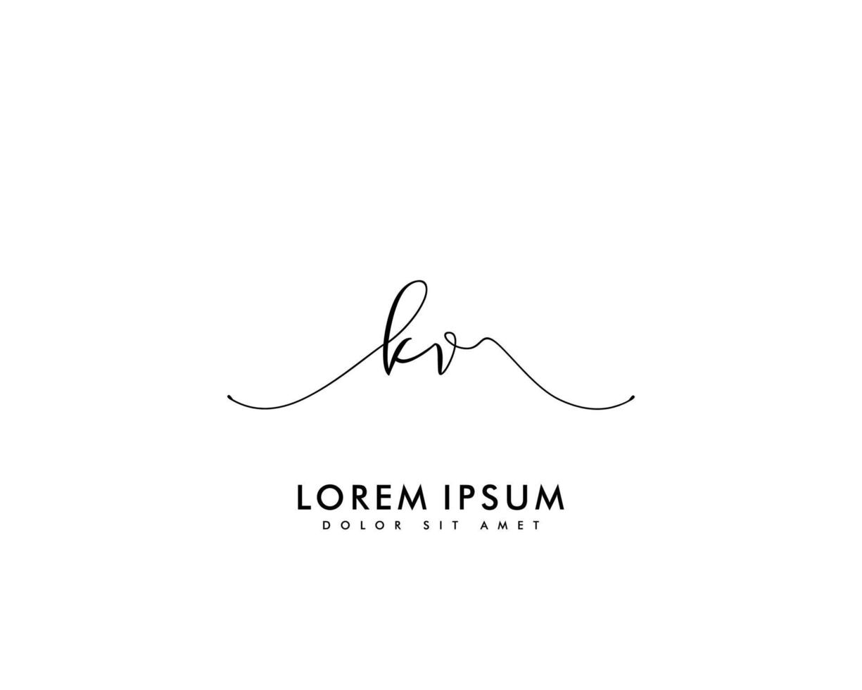 Initial letter KV Feminine logo beauty monogram and elegant logo design, handwriting logo of initial signature, wedding, fashion, floral and botanical with creative template vector