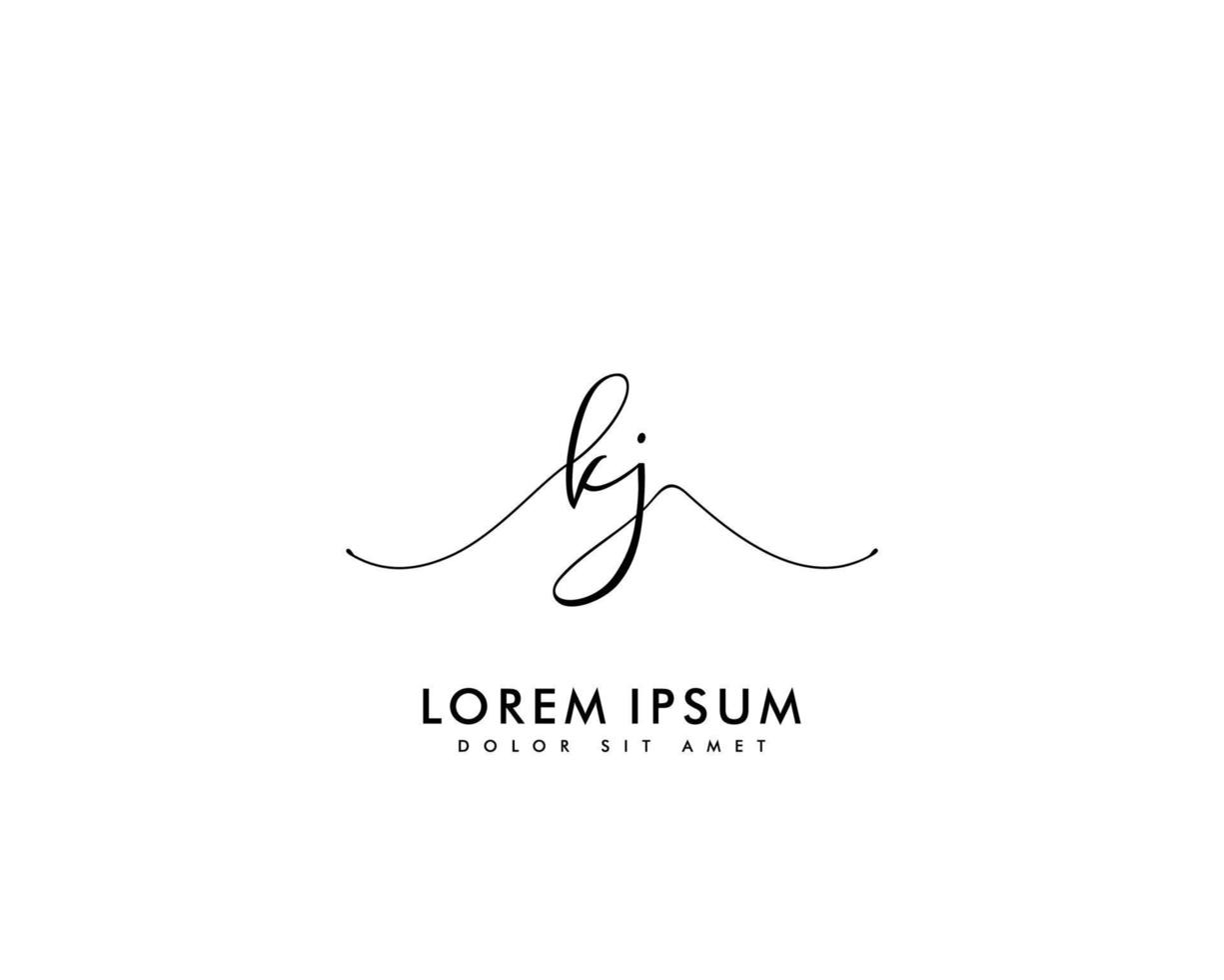 Initial letter KJ Feminine logo beauty monogram and elegant logo design, handwriting logo of initial signature, wedding, fashion, floral and botanical with creative template vector