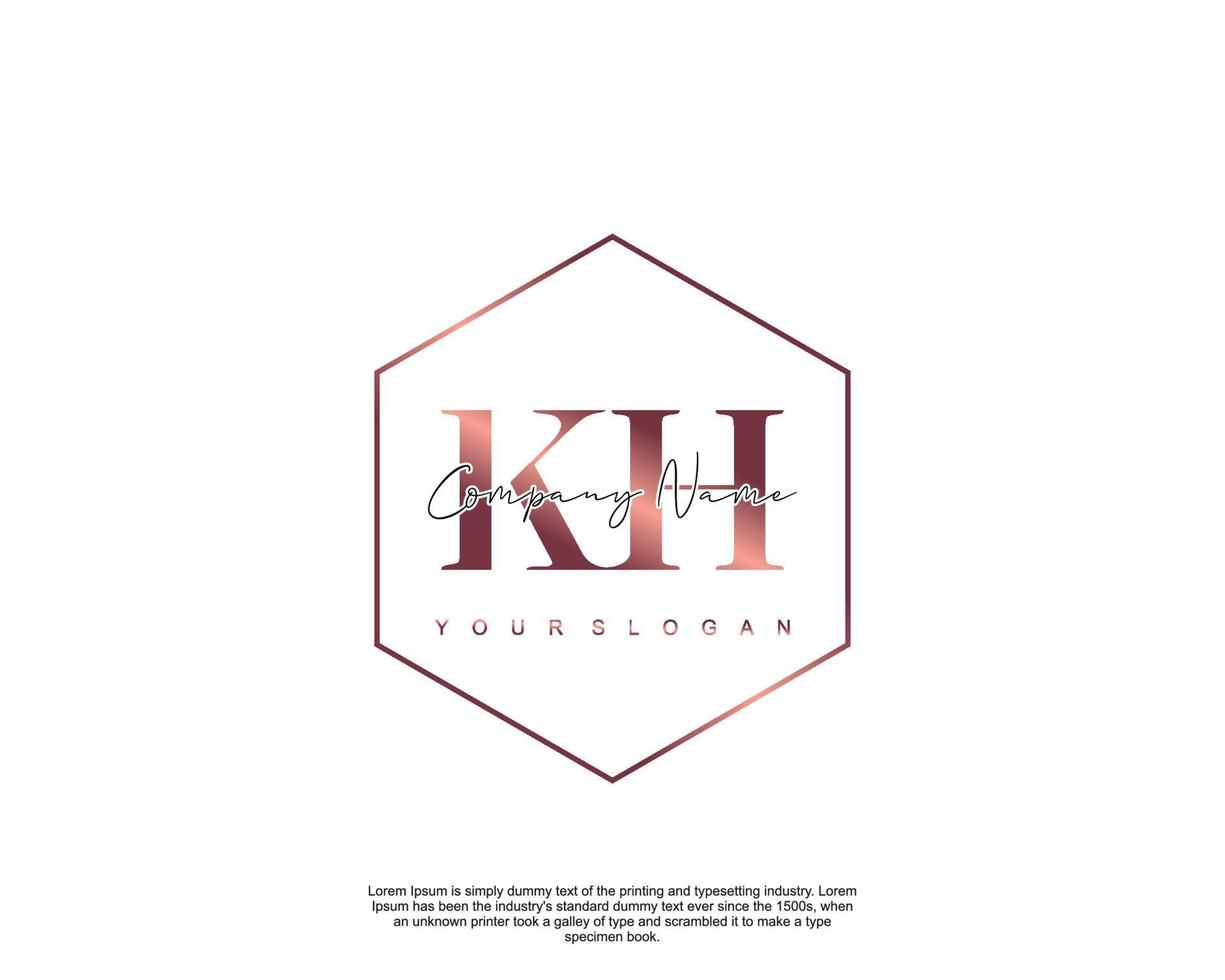 Initial letter KH Feminine logo beauty monogram and elegant logo design, handwriting logo of initial signature, wedding, fashion, floral and botanical with creative template vector
