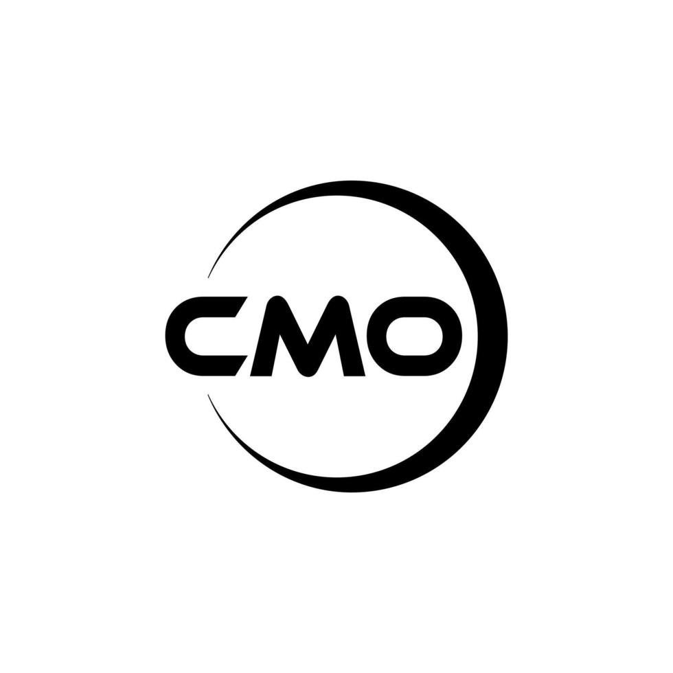CMO letter logo design in illustration. Vector logo, calligraphy designs for logo, Poster, Invitation, etc.