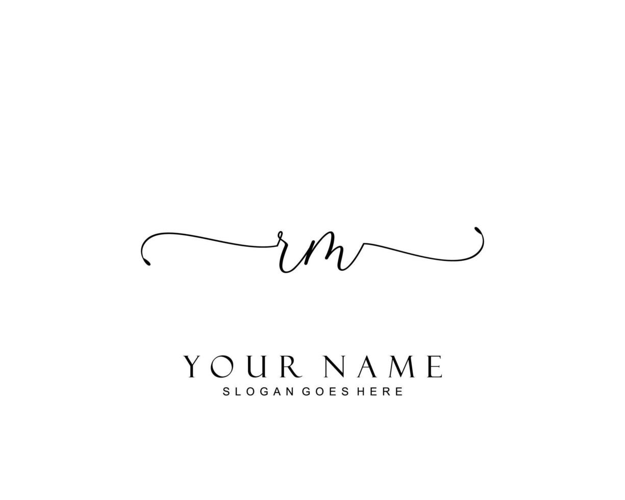 Initial RM beauty monogram and elegant logo design, handwriting logo of initial signature, wedding, fashion, floral and botanical with creative template. vector