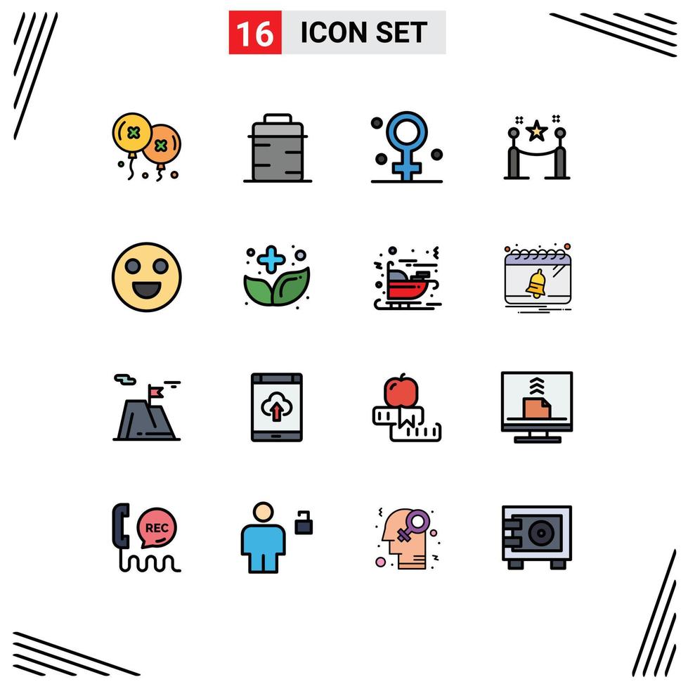 conjunto de 16 iconos de interfaz de usuario modernos símbolos signos para piquete facial biología barrera de palidez cuerda elementos de diseño de vectores creativos editables