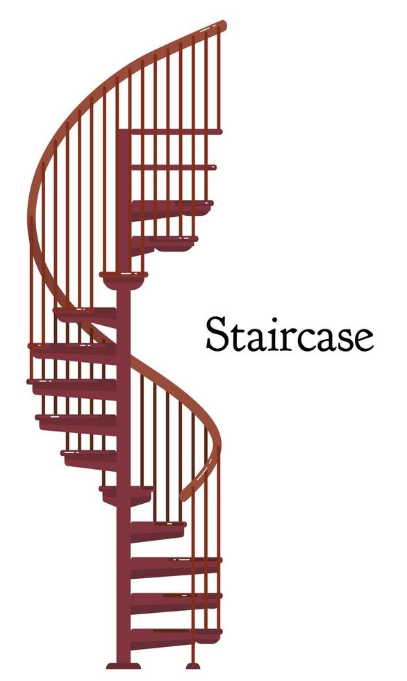 ilustración vectorial de la caja de la escalera de madera sobre fondo blanco. escaleras interiores de madera con pasamanos y escalones para interiores y arquitectura. vector