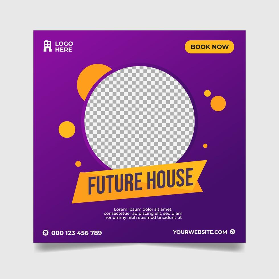 Future house social media post template design vector