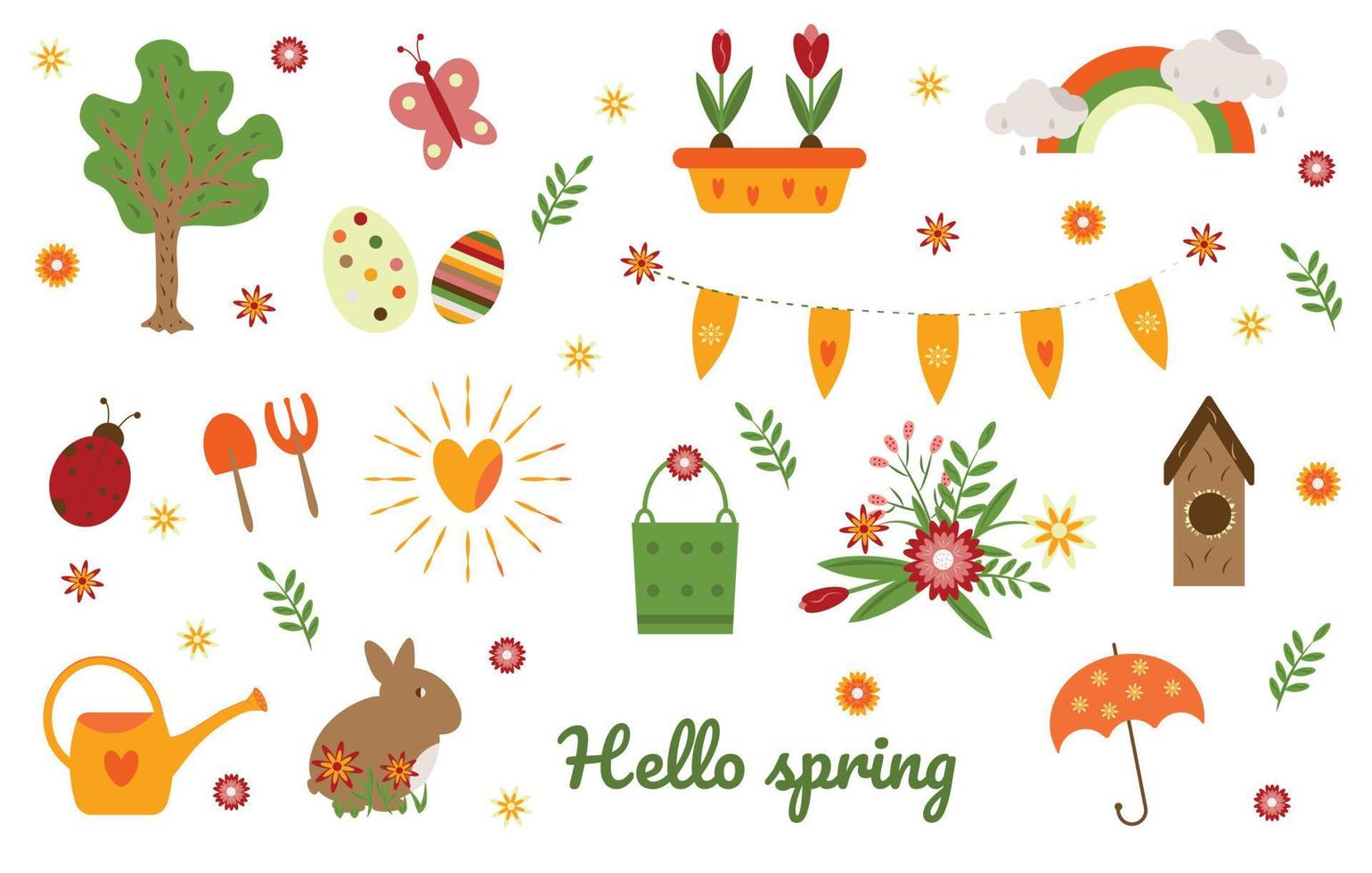 conjunto de primavera de pascua vector