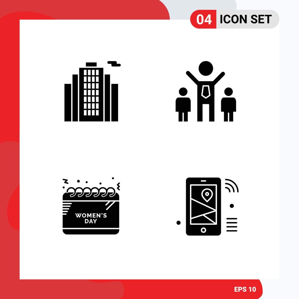 4 Creative Icons Modern Signs and Symbols of building celebrate company calendar iot Editable Vector Design Elements