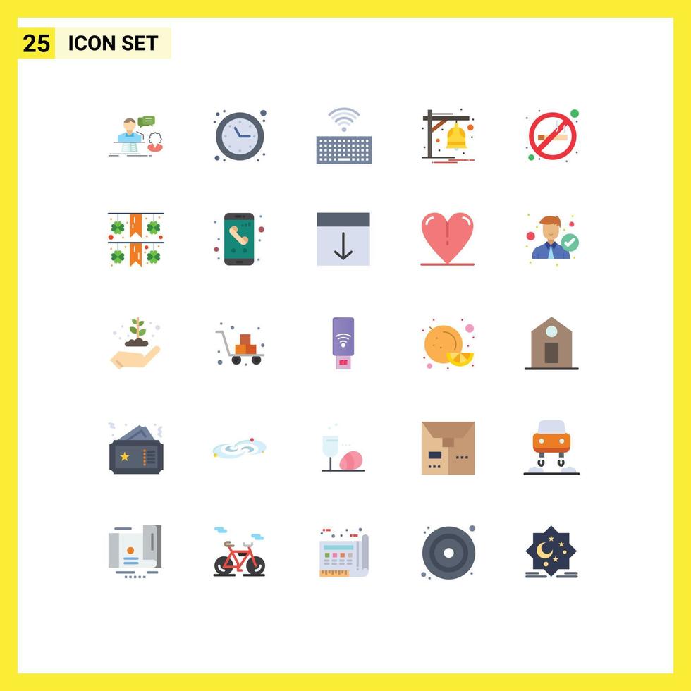 25 Universal Flat Color Signs Symbols of no train time optimization notification alarm Editable Vector Design Elements