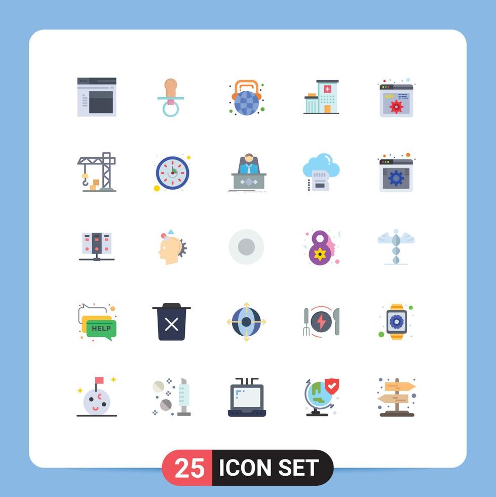 Flat Color Pack of 25 Universal Symbols of medical building kids hospital world Editable Vector Design Elements