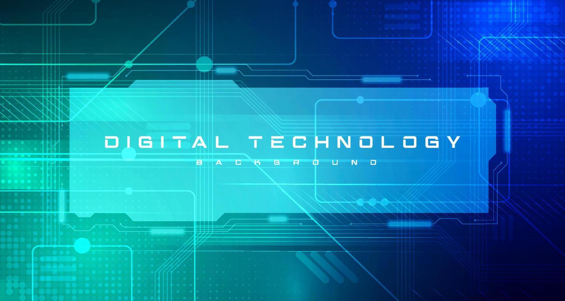 Digital technology banner blue green background concept, cyber technology light effect, abstract tech, innovation future data, internet network, Ai big data, lines dots connection, illustration vector