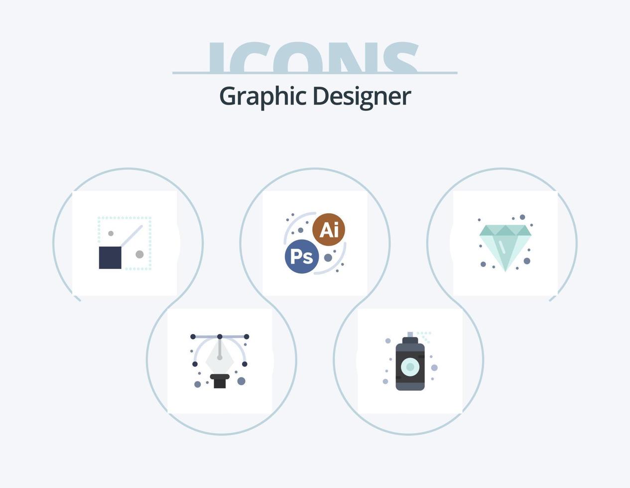 Graphic Designer Flat Icon Pack 5 Icon Design. jewel. brilliant. resize. design. designing vector
