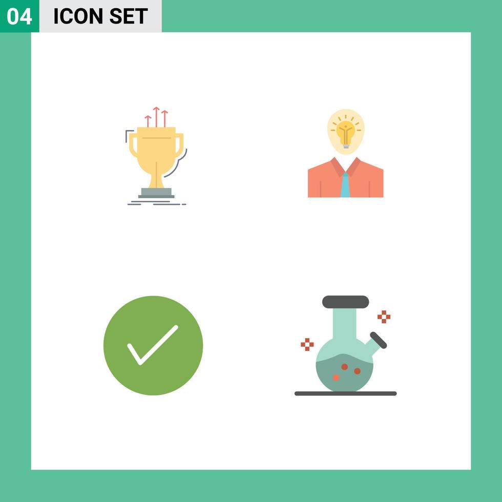Group of 4 Flat Icons Signs and Symbols for award growth edge idea arrows Editable Vector Design Elements