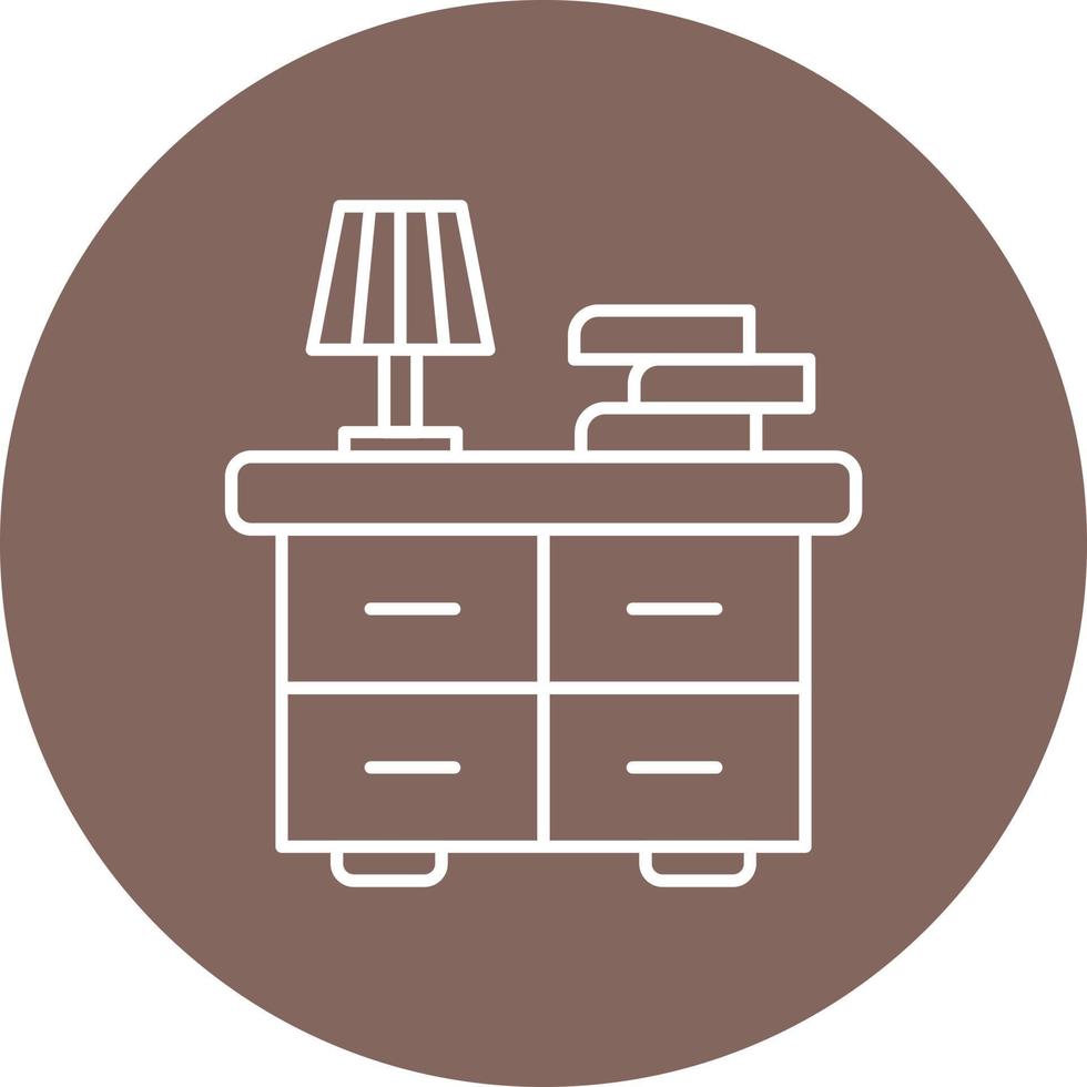 Bedside Table Line Circle Background Icon vector