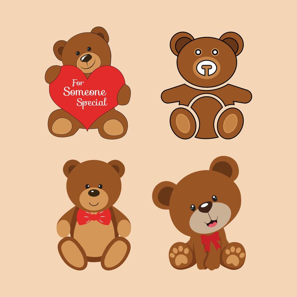 Teddy bear vector set illustration