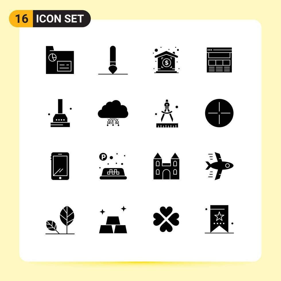 Set of 16 Modern UI Icons Symbols Signs for bathroom bath price online interface Editable Vector Design Elements