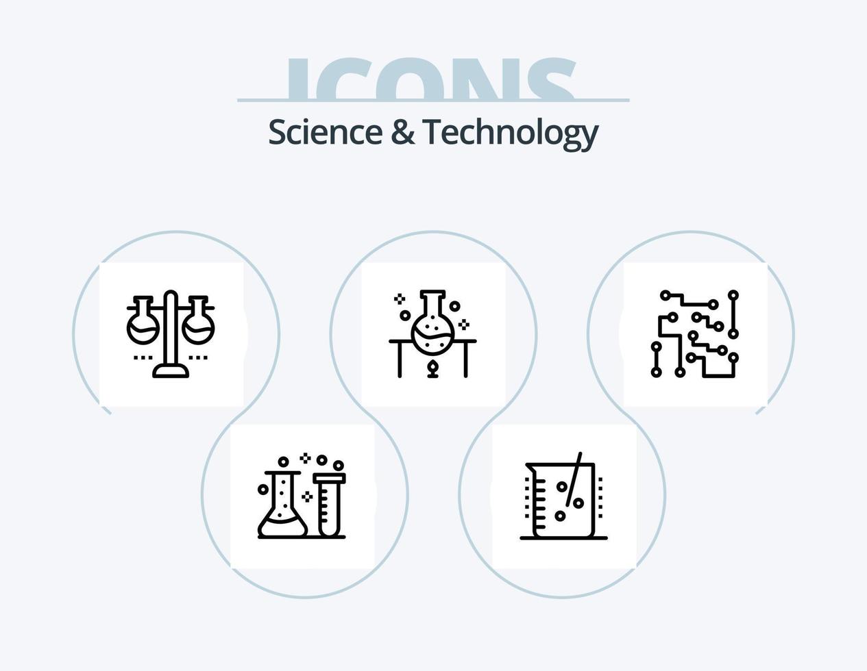 Science And Technology Line Icon Pack 5 Icon Design. microbiology. chemistry. echography. genetic research. genetic engineering vector