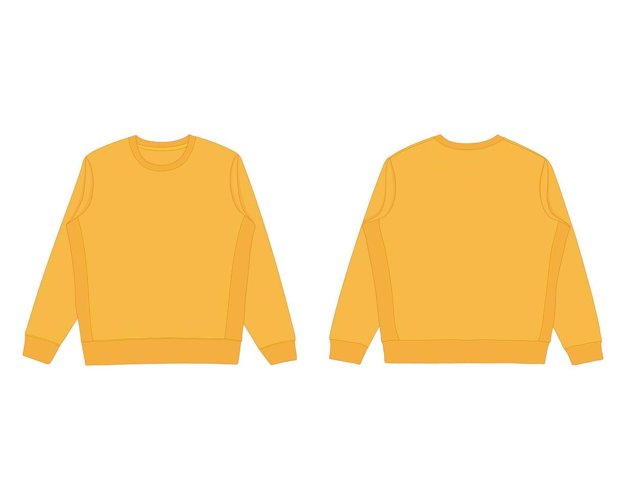 Yellow Sweatshirt Template - Long Sleeve Sweater Mockup - Long T-shirt Vector Design