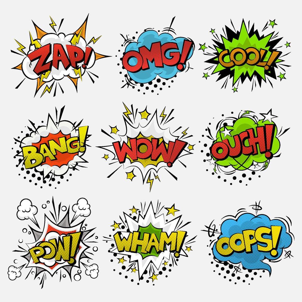 Set of Colorful Comic Speech Bubbles vector