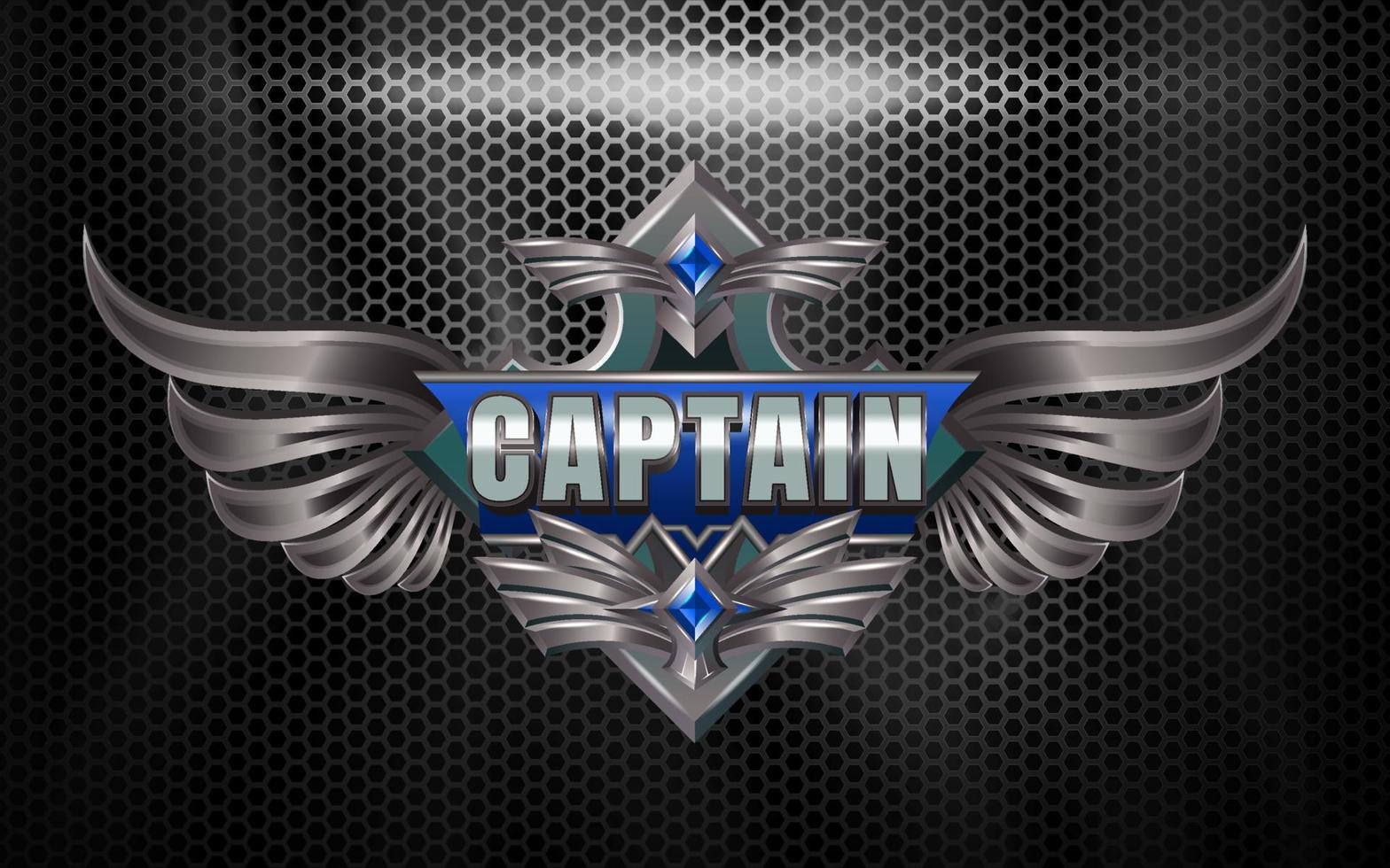 Captain Esport Team Logo 3d Text Effect with Winged Emblem vector