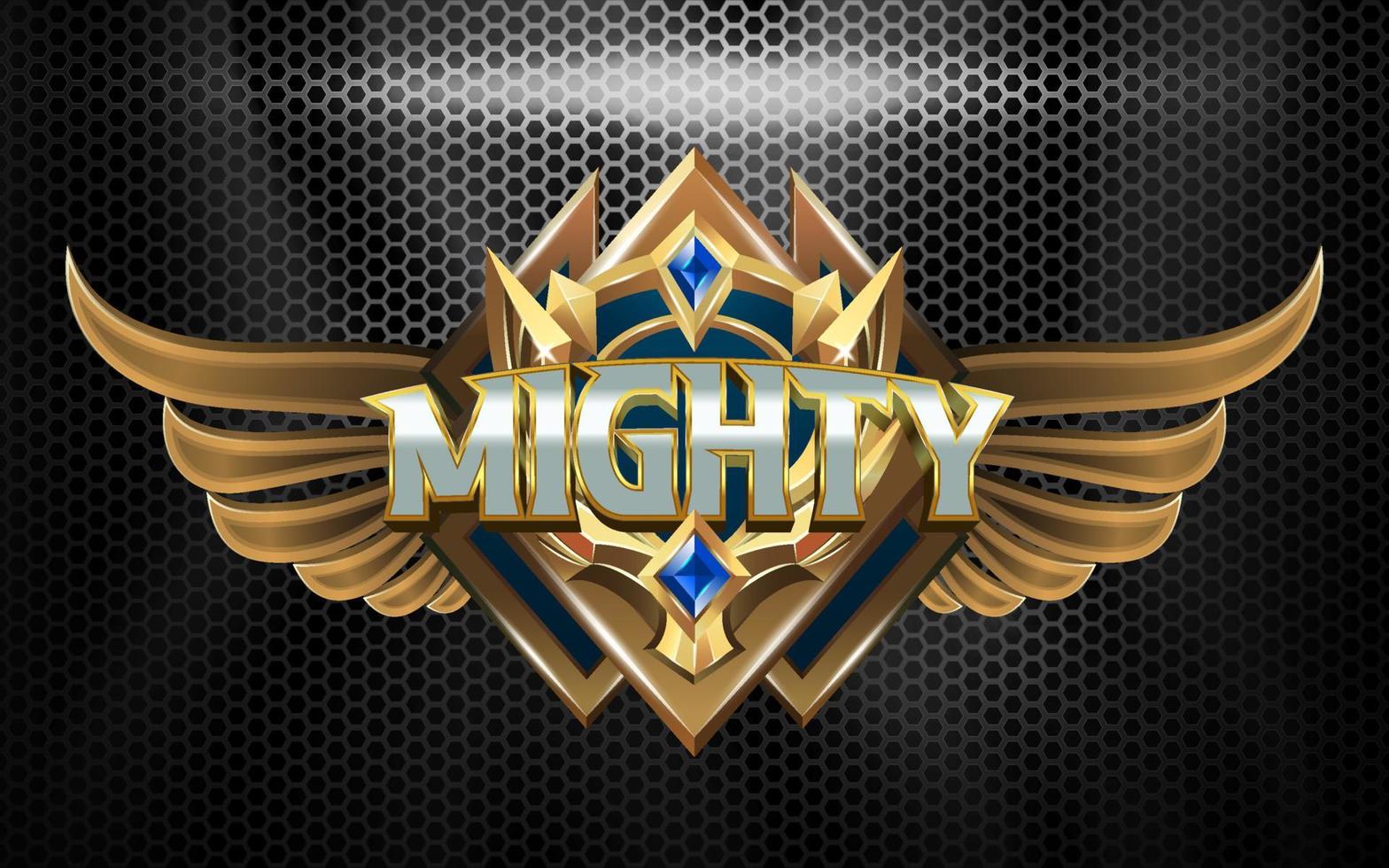 Mighty Esport Team Logo 3d Text Effect with Winged Emblem vector