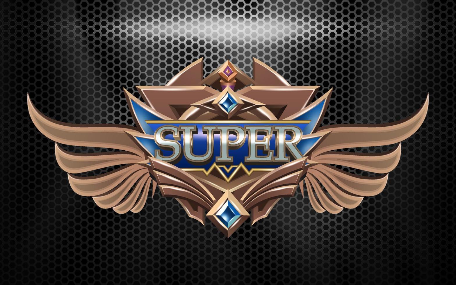 super esport team logo efecto de texto 3d con emblema alado vector