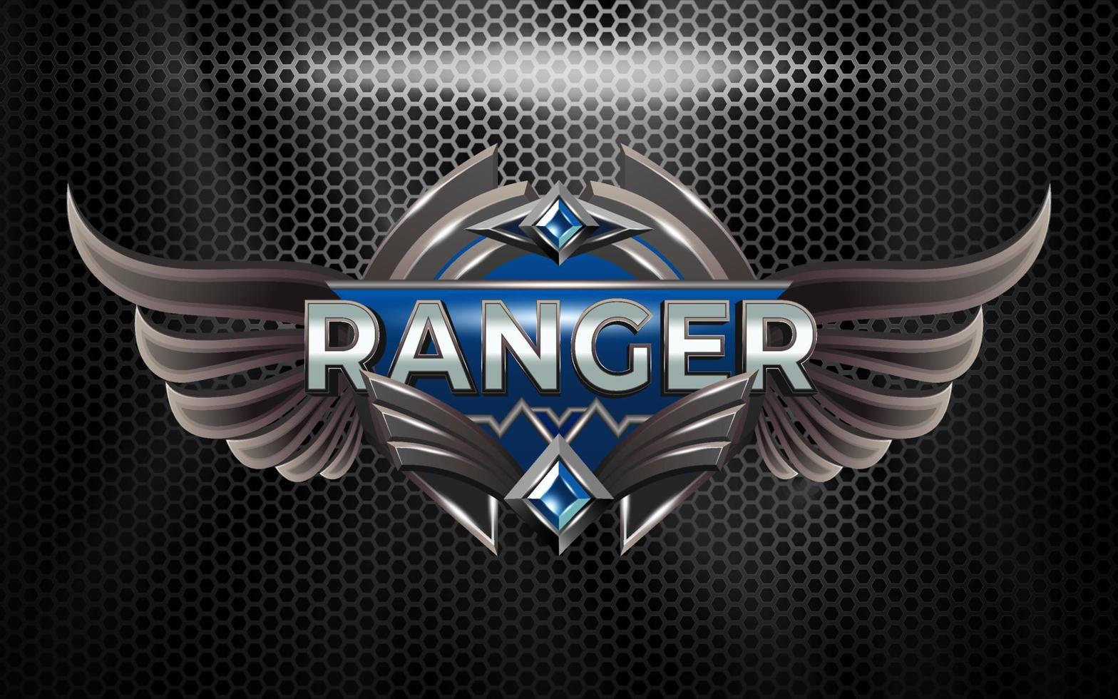Ranger Esport Team Logo 3d Text Effect with Winged Emblem vector