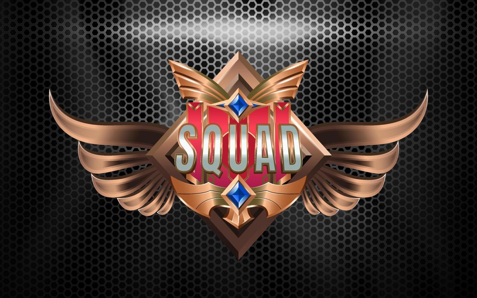 Squad Esport Team Logo 3d Text Effect with Winged Emblem vector