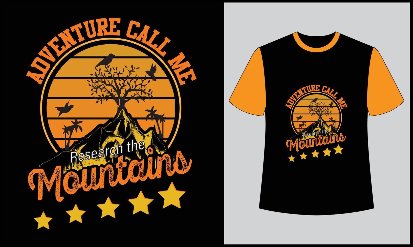 diseño de camiseta de vector de ilustración de montaña de aventura