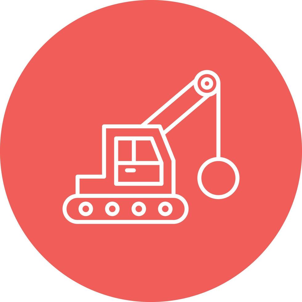 Demolition Crane Line Circle Background Icon vector