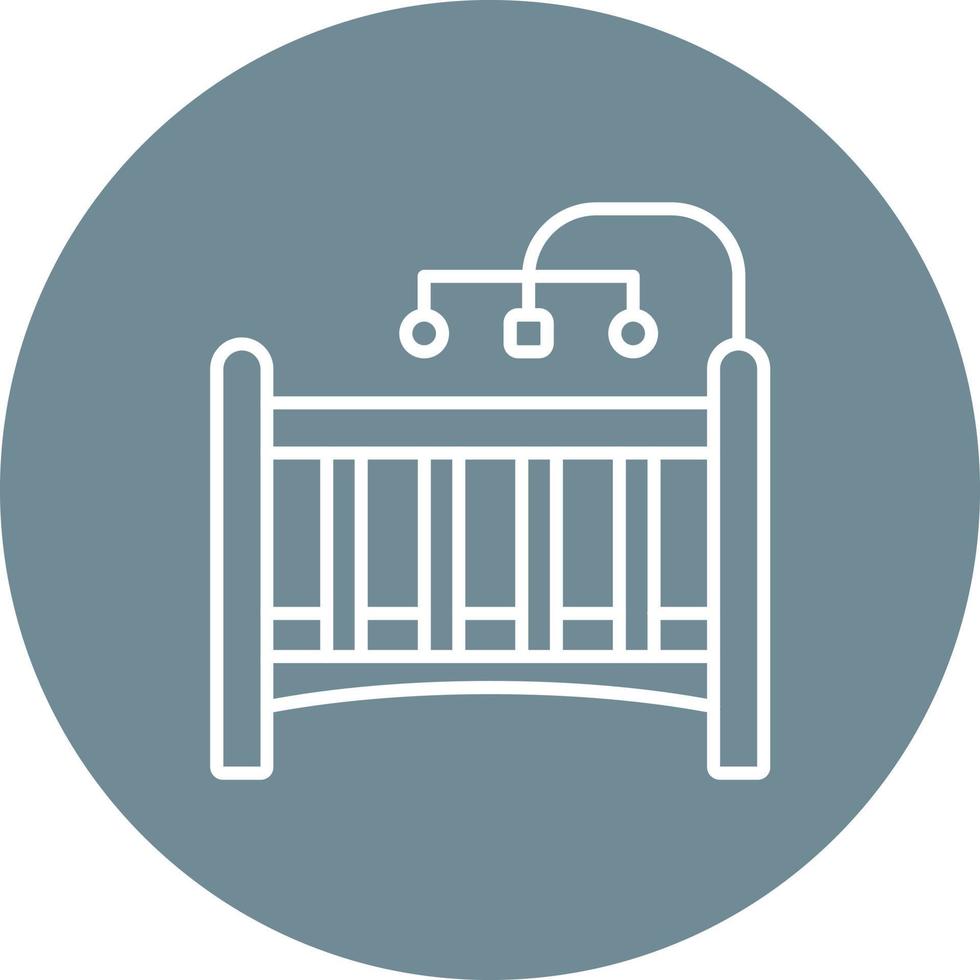 Baby Crib Line Circle Background Icon vector