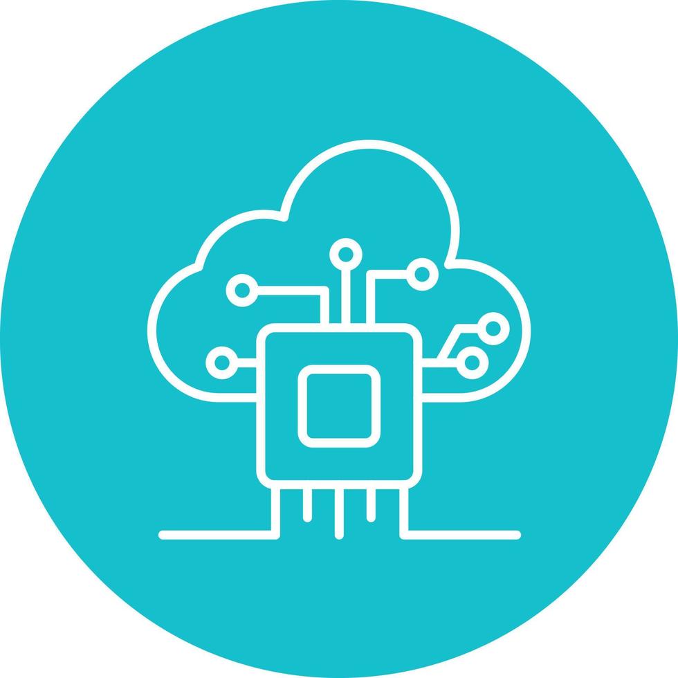Cloud Based Architecture Line Circle Background Icon vector