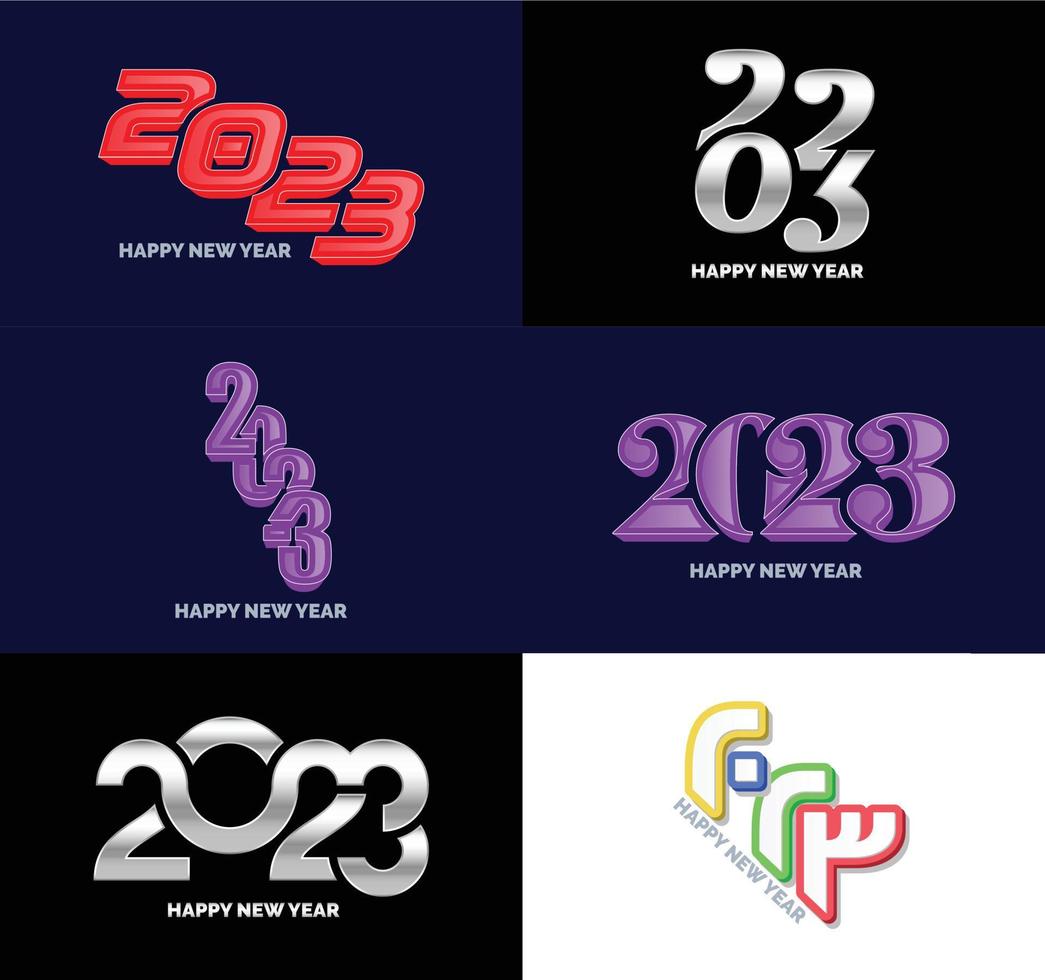 Big Collection of 2023 Happy New Year symbols Cover of business diary for 2023 with wishes vector